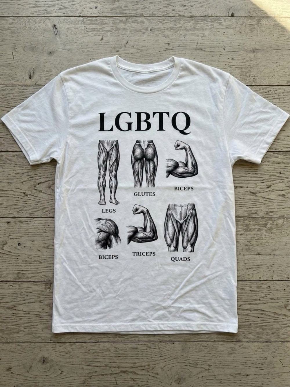 White LGBTQ Muscle Anatomy Graphic Tee - Unbranded